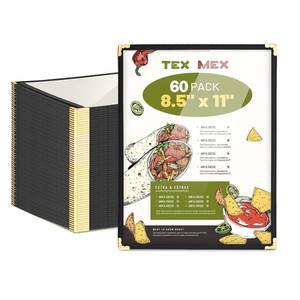 WeChef 60 Pcs Restaurant Menu Covers Holder 8.5x11" 1 Page 2 View for Bar Cafe