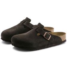 Birkenstock Boston Mocha Suede Leather Soft Footbed Clogs Unisex Shoes All Size