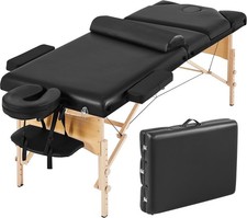 Massage Table Portable Height Adjustable Lash Bed 28in Wide Black Sturdy