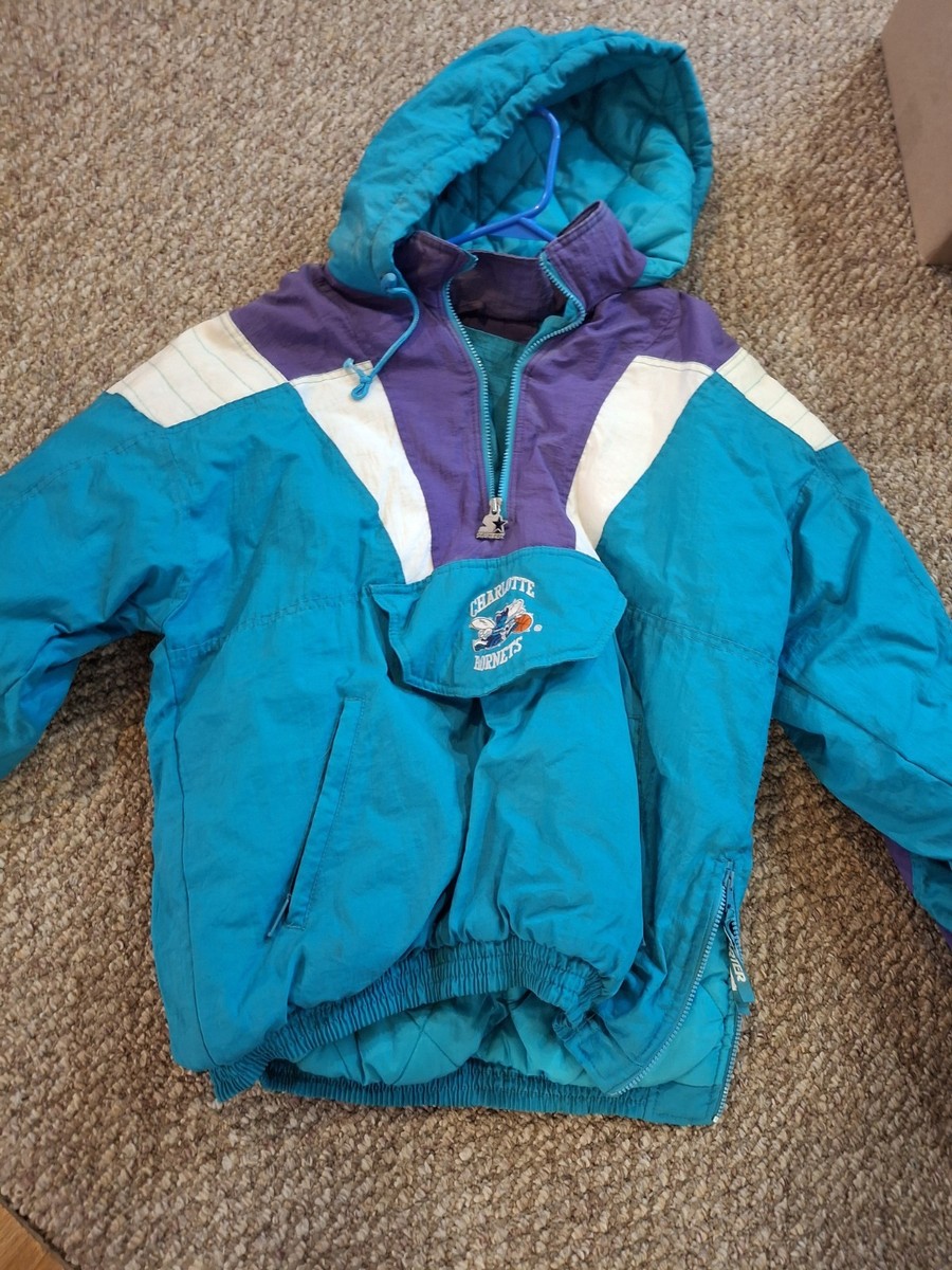 Charlotte Hornets Starter Puffer Jacket Vintage 90s, Size Medium