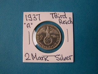GERMAN COINS 1937 YEAR "A" 2 REICHSMARK NICE SILVER COIN.
