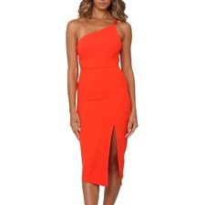 Hello Molly Enter Stage Left Dress Orange One Shoulder Bodycon Womens 8 Party