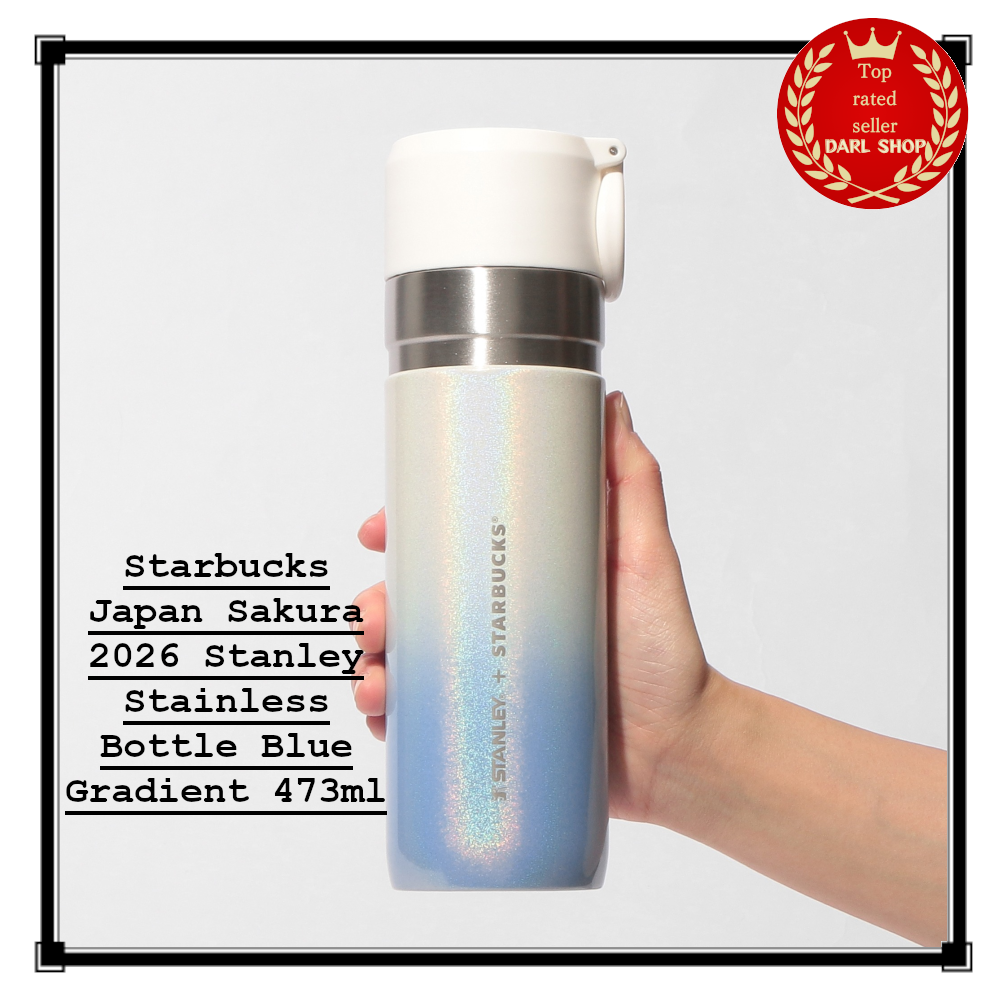 Starbucks Japan Sakura 2026 Stanley Stainless Bottle Blue Gradient