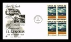 US COVER ILLINOIS STATEHOOD 150TH ANNIVERSARY FDC BLOCK OF 4 ARTCRAFT