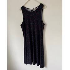 Anne Klein neutral modest Sleeveless midi Dress Abstract Geometric Print size 16