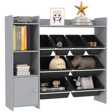 Kids Toy Storage Organizer 8 Bin 2 Cubbies Preschool Playroom Bookcase Cabinet