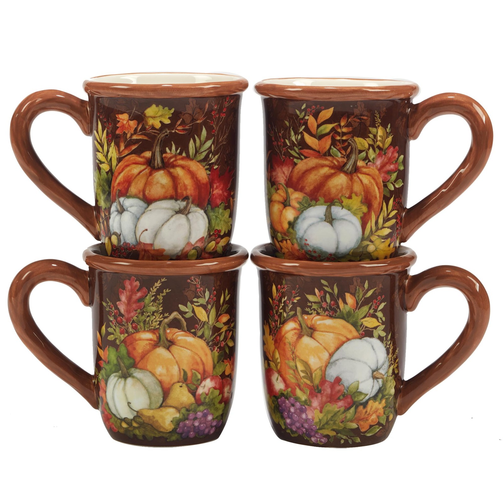 Certified International 28732SET4 Harvest Blessings Set of 4 Ceramic Mugs