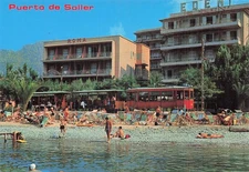 SPAIN PUERTO DE SOLLER BEACH AND TRAMWAY