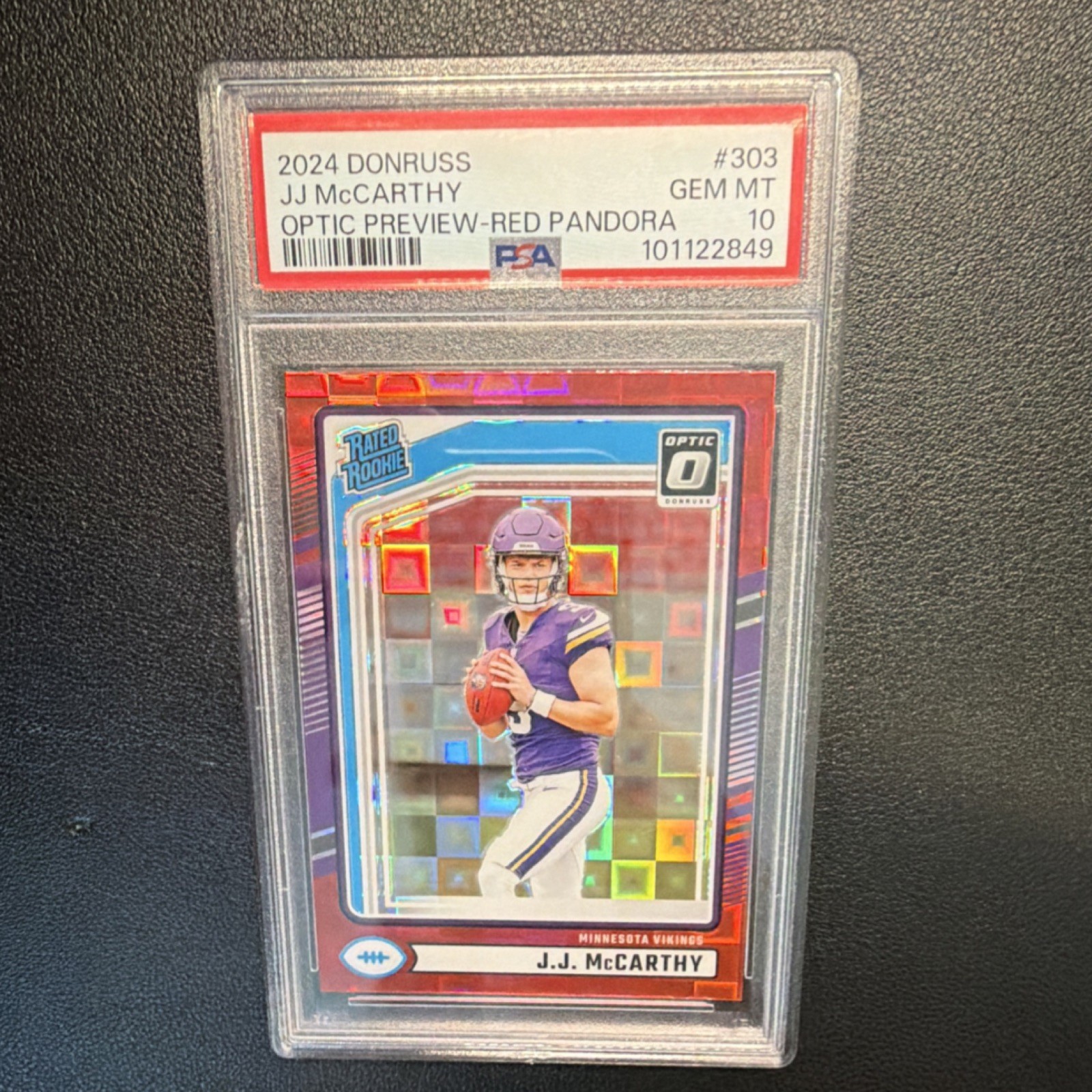 JJ McCarthy Panini Donruss #303 Optic Preview-Red Pandora