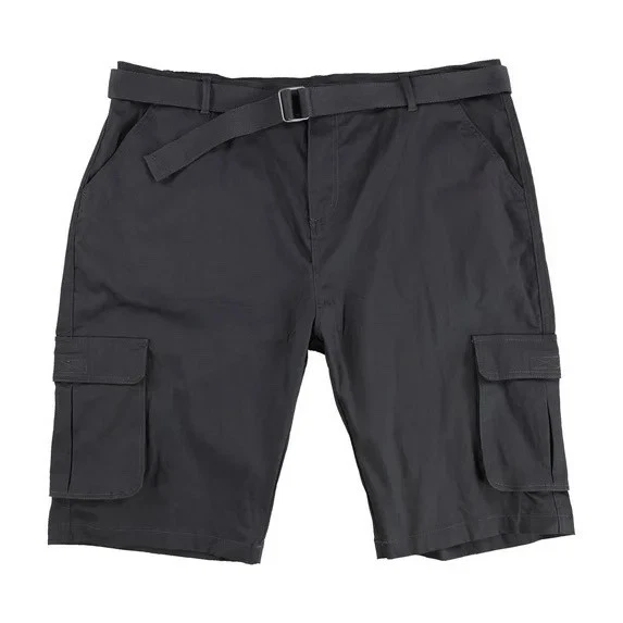 BLU ROCK Mens Stretch Fabric Casual Cargo Shorts, Grey, Size 40