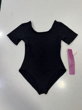 NEW Gilda Marx Black One Piece Leotard Short Sleeve Size 12/14 adlt XS Vintage