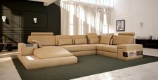 Salotto imbottito divano rivestimento XXL Big Sofa Bellini design divano in pelle nuovo
