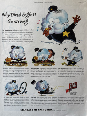 1944 Standard Oil California RPM Delo Diesel engines Go wrong Vintage Print Ad