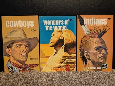 3 Vintage Golden Quiz Me Guides Indians Cowboys Wonders World 1963-1970 VG