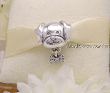 New Pandora Pet Dog with Bone Dangle Charm 792254C01 Retired