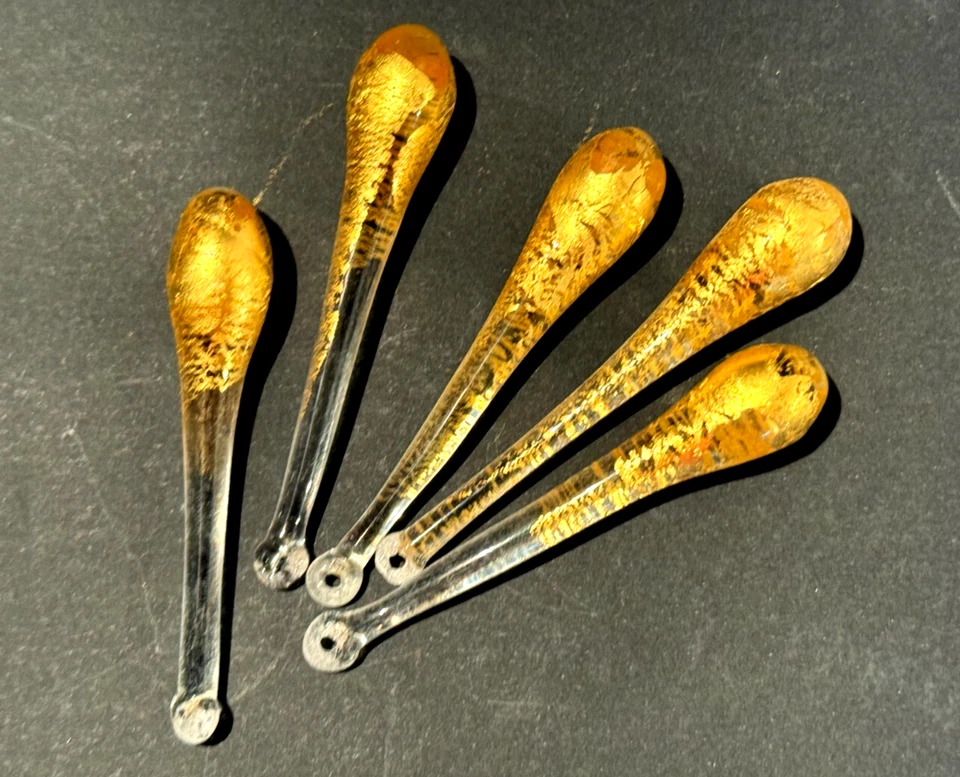 COLGANTE GOTA CRISTAL MURANO, DECORADO EN ORO 24K, H 75mm, PARA CANDELABROS Foto 4 de 4