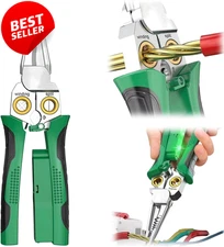 Pro 8-in-1 Wire Crimper Stripper Voltage Tester 12-250V AC/DC Tool Green - US