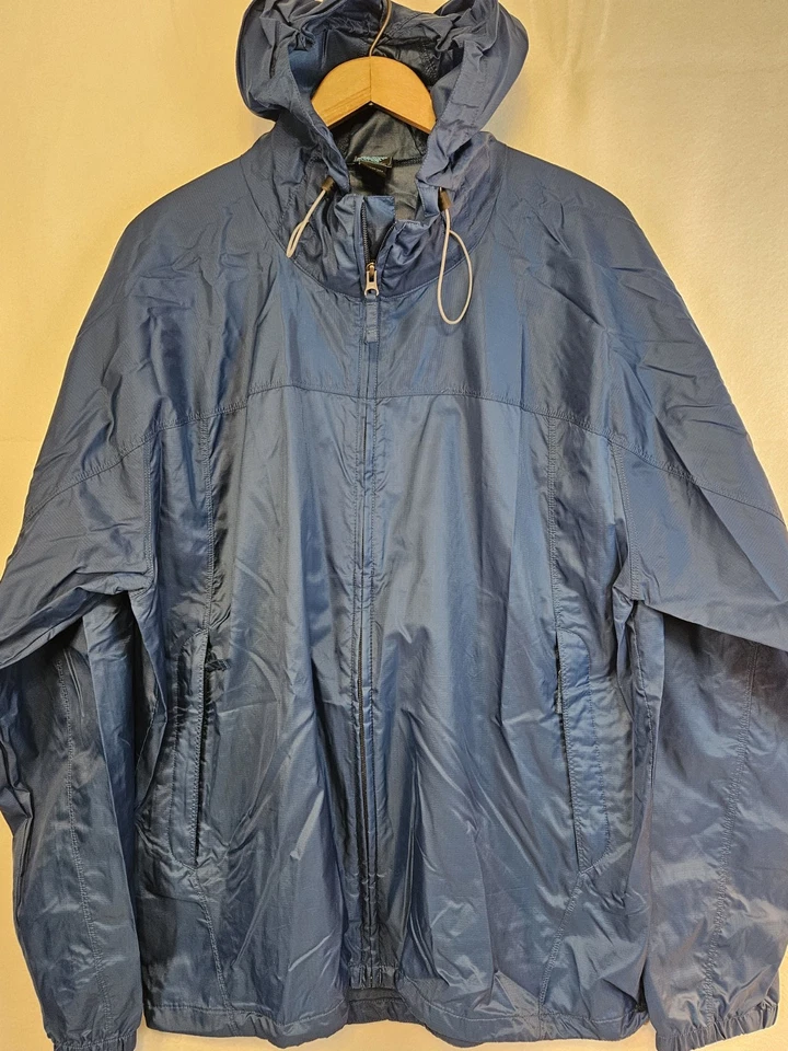 EMS Eastern Mountain Sports Windbreaker Mens L Blue Hooded Packable Zip Jacket - Image 2 of 4
