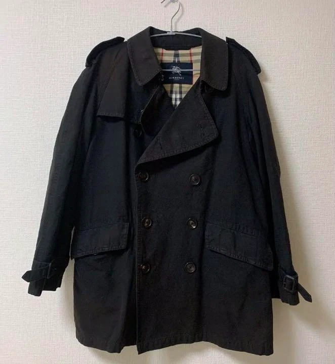 Burberry London Wool Blend Belted Trench Coat in Black [SizeM/VG] LTD From JAPAN
