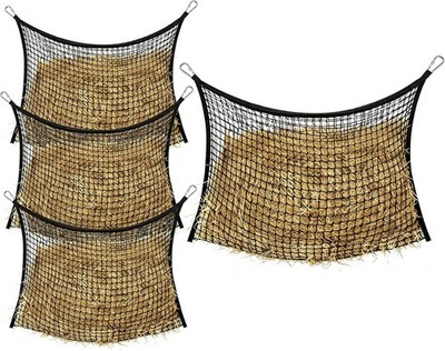 4Pcs Slow Feed Hay Net,35 x 31 In,Hanging Hay Bag with Clips 1.5'' Holes