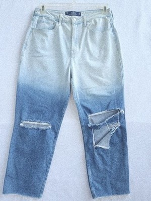 Hollister Light Wash Ultra High-Rise Ombre Straight Jeans 11R W30 L27