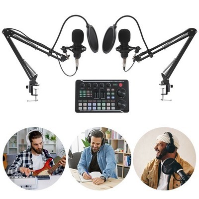 F998 Max Sound Card+BM800 Condenser Microphone Pro Audio Mixer Podcast Equipment