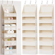 2 Pack Over the Door Organizer, 6-Shelf Closet Hanging Storage with 13 Mesh P...