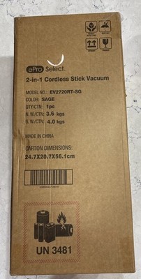 ePro Select EV2720RT-SG Cordless Vacuum with Removable Battery, Sealed Case