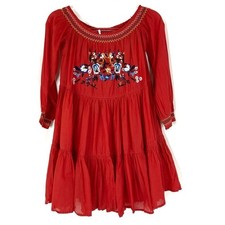 Free People Sunbeams Off-The-Shoulder Boho Embroidered Dress Womens XS