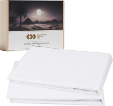 100 Egyptian Cotton Pillow Cases Queen Size Set of 2, Sateen Weave, Soft 