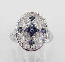 2Ctw Round Lab-Created Blue Sapphire Art Deco Wedding Ring 14K White Gold Plated