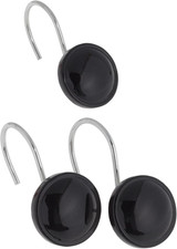 Color Rounds Ceramic Resin Shower Curtain Hook, Set of 12, Black