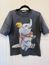 T-shirt ZARA Disney Collab Dumbo Distressed piccola donna grigia