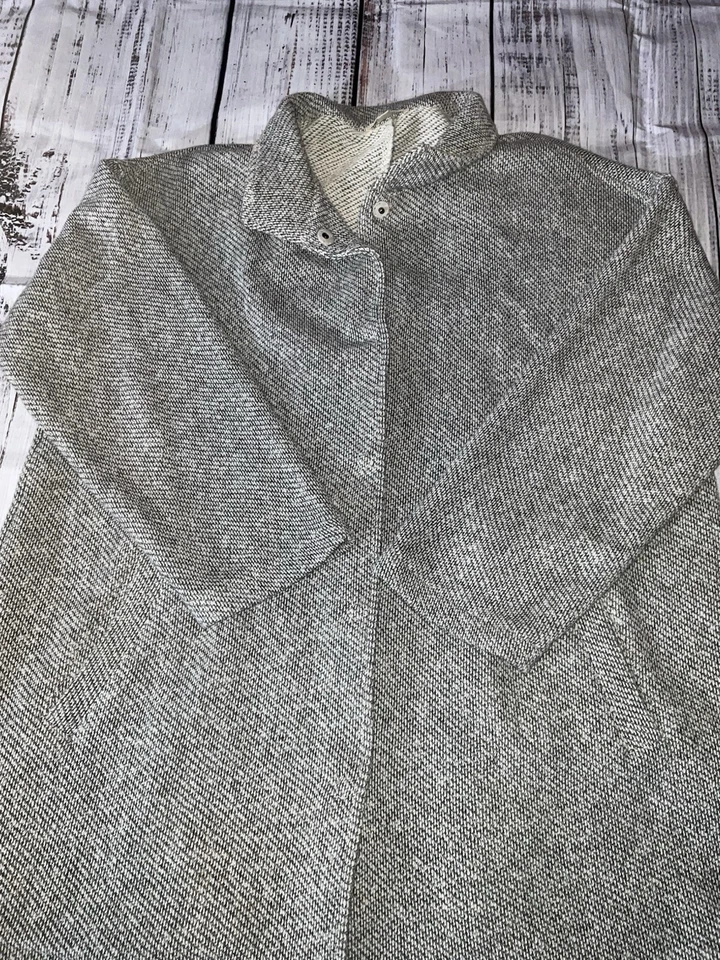 Chaqueta Eileen Fisher Gris Botón Frontal Talla Mediana Mezcla Lana Bolsillos (127) Foto 4 de 4