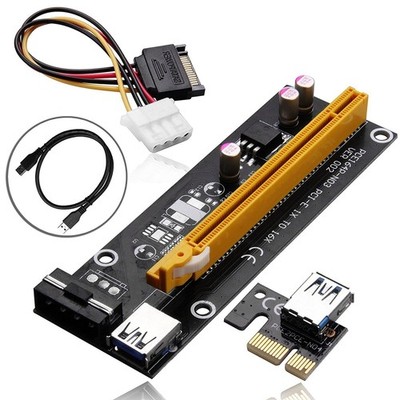 PCIe 1x auf 16x Riser Adapter USB 3.0 Kabel GPU Mining Extender 60cm