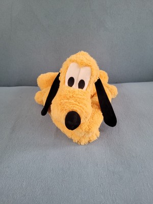 Authentic Original Pluto Plush Yellow w/ Green Collar Furry 14'' Disney Parks