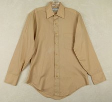Vintage Sears Men's 15 32-33 Beige Perma-Prest Polyester Blend Button-Up Shirt
