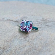 cushion Cut Alexandrite handmade Sterling Silver Ring for Proposal
