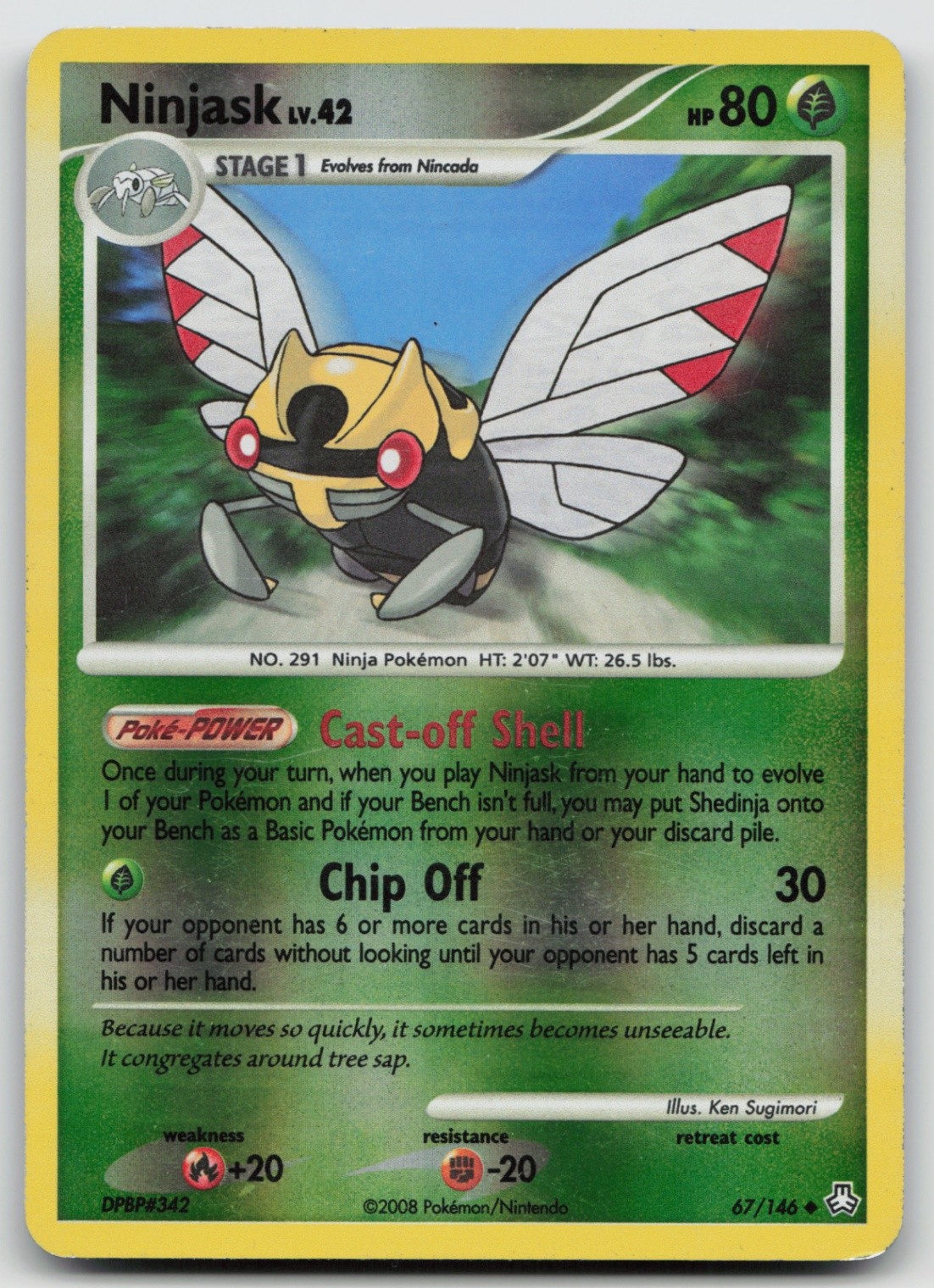 Pokemon Card Ninjask REVERSE HOLO Legends Awakened 67/146