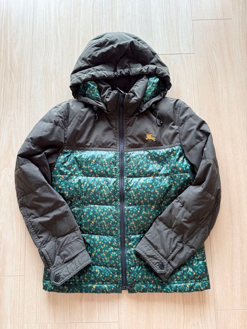 BURBERRY BLACK LABEL Floral Down Jacket Size L Embroidered Logo Auth image 8