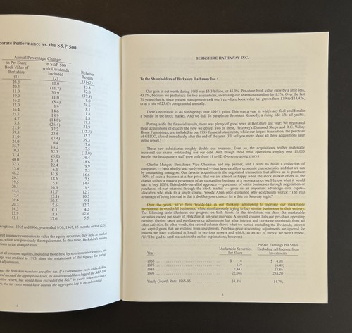 Warren E Buffett / Berkshire Hathaway Annual Report 1995 1st - Picture 2 of 3