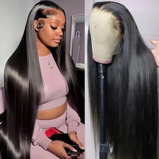 13x4 13x6 360 HD Transparent Lace Frontal Wig Straight Human Hair Pre Plucked