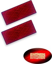 DOT CCC 2pcs Rectangle Reflector Self Adhesive Stick on Trailer Dri Color: Red