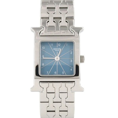 Hermes HWatch HH1.210 SS Quartz Used Wrist Watch Blue Dial Stainless