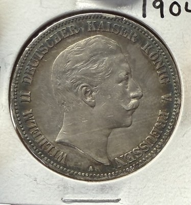 German Empire Prussia 1904-A Silver 5 Marks Toning!