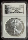 2011 $1 American Silver Eagle NGC MS70 Early Releases Eagle 25th Anniversary
