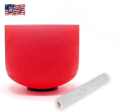 TAIFENG C Note Root Chakra Red Colored Quartz Frosted Crystal Singing Bowl 8 Inc