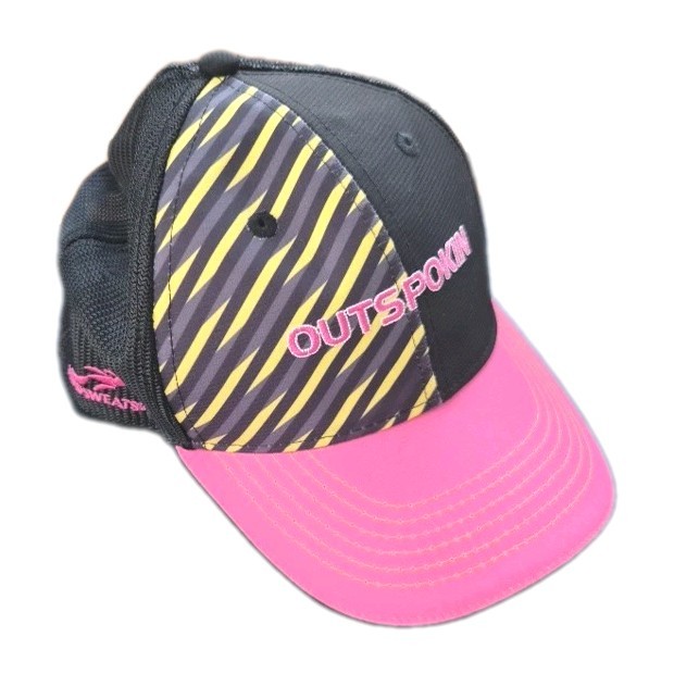 Headsweats Hat Cap Strap Back Adult One Size Pink Black Mesh