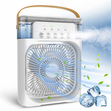 USB Mini Portable Air Cooler Fan 3 Speed Spray Desktop fan LED Light Modern