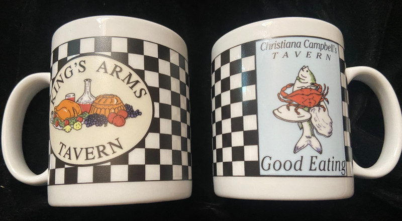 King's Arms/Christiana Tavern Mugs Colonial Williamsburg Hand Decorated Lot of 2